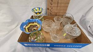 Hand Painted Vases and Clear Glasses