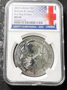 2025 BRITTANIA 1 TROY OZ .999 FINE SILVER NGC MS69