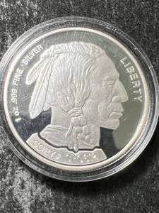 1 TROY OZ .999 FINE SILVER BUFFALO INDIAN ROUND IN AIRTITE