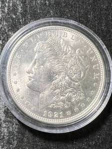 1921 US MORGAN SILVER DOLLAR UNC IN AIRTITE