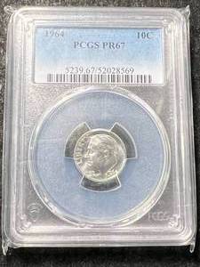 1964 US PROOF ROOSEVELT DIME PCGS PF67