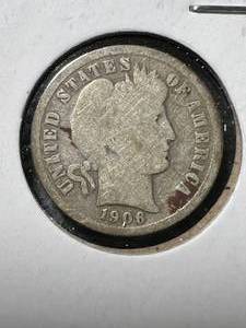 1906 US BARBER DIME