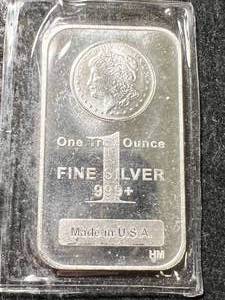 1 TROY OZ .999 FINE SILVER MORGAN DOLLAR DESIGNED BAR