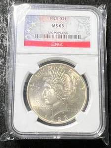 1923 US PEACE SILVER DOLLAR NGC MS63