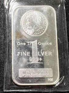 1 TROY OZ .999 FINE SILVER MORGAN DOLLAR DESIGNED BAR