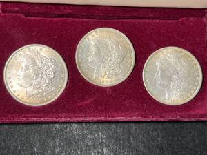 1883 1884 1885 US NEW ORLEANS MORGAN DOLLAR SET IN BOX