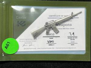 7.9 GRAMS .999 FINE SILVER HAND POURED M16