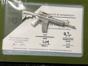 9.2 GRAMS .999 FINE SILVER HAND POURED M4