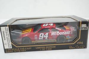 Racing Champions 124 Scale Die Cast Bank wKey. #94 BIll Elliott. 1995 Edition. Limited Edition 1 of 7,500