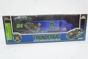 1995 Racing Champions Thunderbat diecast set. #94 Bill Elliott. NASCAR Transporter and premier stock car. 164 Scale