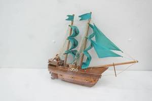 Vintage Wooden Pirate Ship Model 14.5 tall by 16.5 long