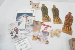 Vintage wooden cutout General Diaz, King Albert, and other vintage collectibles