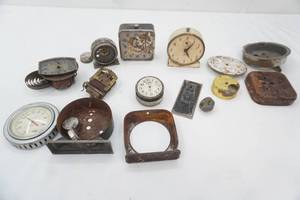 Vintage wind-Up Alarm Clock Parts, OutdoorIndoor Thermometer