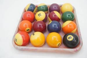 Vintage Pool Balls and Holder Rack