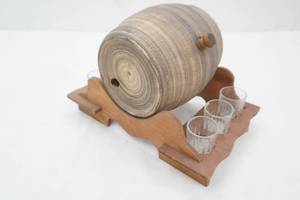 Vintage Stoneware or Ceramic Whiskey Barrel Keg Set