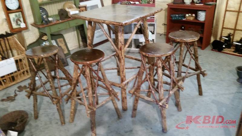 lot 19 image: Log Bistro Table with Log Chairs