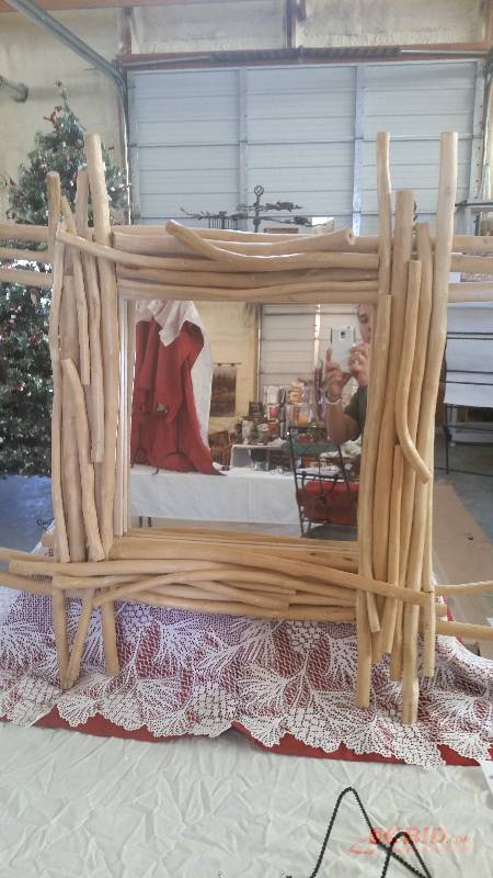 lot 101 image: Natural Pine Wood Mirror