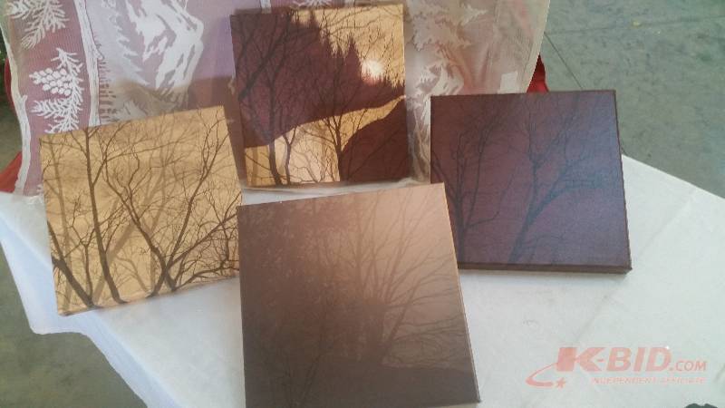 lot 104 image: Woodland Canvas Wall Art Set
