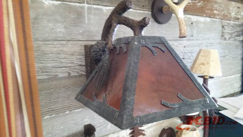 lot 123 image: Metal Log Wall Light Fixture