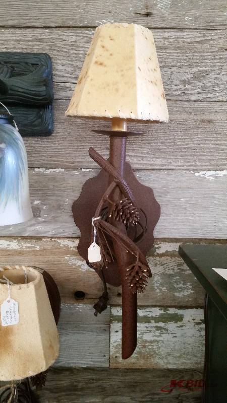 lot 125 image: Pine Cone Log Wall Light Fixture