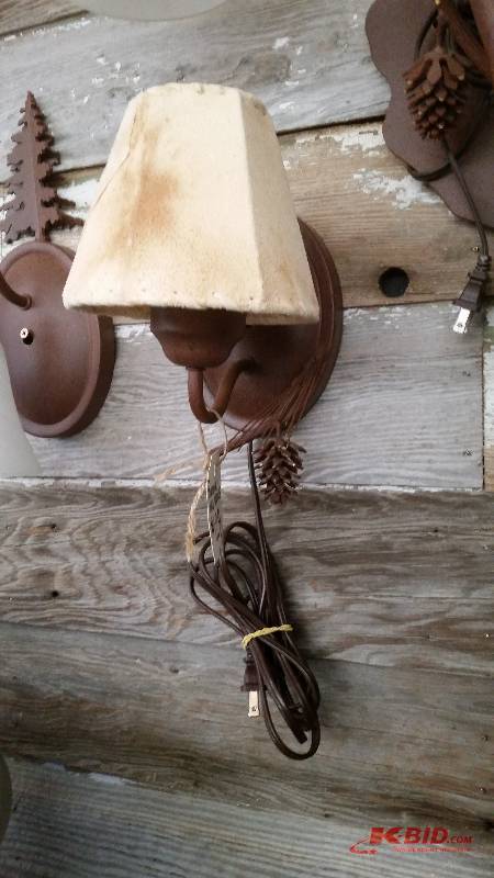 lot 126 image: Pine Cone Log Wall Light Fixture