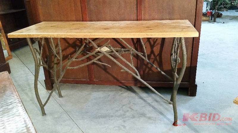 lot 181 image: Pine Console Table with Log Accent