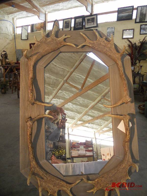 lot 6 image: Moose Antler Wall Mirror