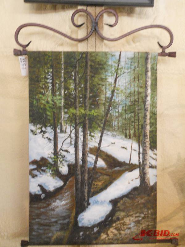lot 8 image: Hand painted Nature Scene Canvas