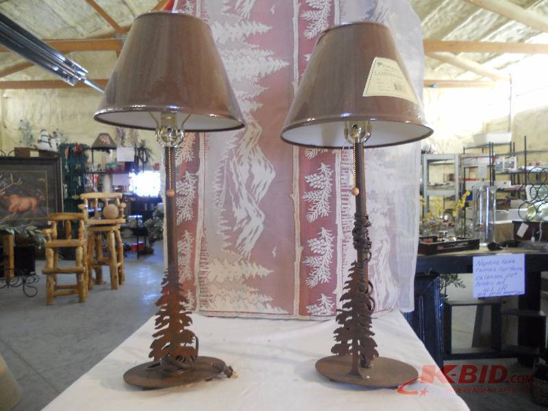 lot 38 image: Rustic Copper Table Lamps