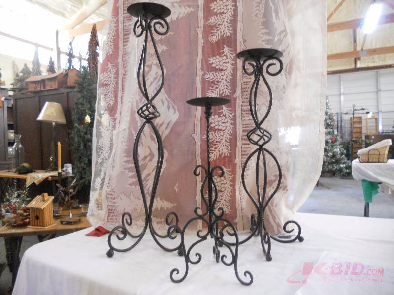 lot 76 image: Rod Iron Candle Holders