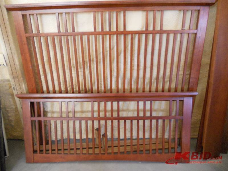 lot 137 image: Full Mission Style Wood Bed Frame