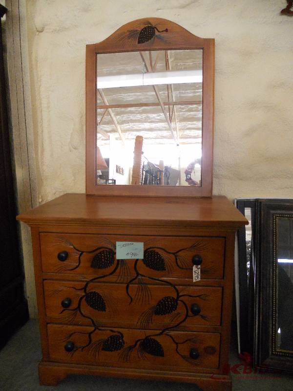 lot 147 image: Pine Cone Decorated Dresser