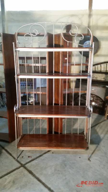 lot 260 image: Distressed Iron and Solid Wood Self