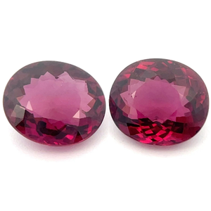 6.94 Carats Natural Rhodolite Garnet Matching Pair (Oval Cuts) Retail $750