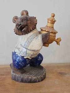 8 Traditional Russian Bear theme Hand-carved Hand-painted Wood Figurine (signed on bottom)