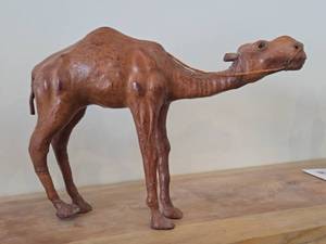 Vintage Camel theme Leather-wrapped Sculpture 14 x 10