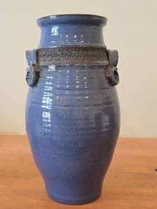 Vintage 1977 Hamilton Clay Pottery Vase with Handles (Signed)
