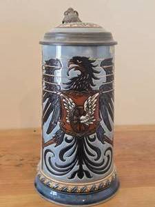 9 Beer Stein - Prussian Eagle by Mettlach Villeray & Boch (Early 20th Century) (Germany) #2075
