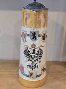 15 Lidded Beer Stein - City of Crests by Mettlach Villeray & Boch (Germany) #2893