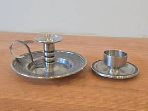 Lot of (2) Vintage Pewter Candleholders (Norway)