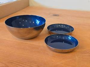 Lot of (3) Stainless Steel Housewares - Cathedral Line by Cathrine Holm (Norway)  Mid-Century Modern style  - Bowl and Dishes