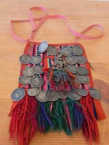 Vintage Chuspa Pouch with Spanish Colonial Coins Dcor