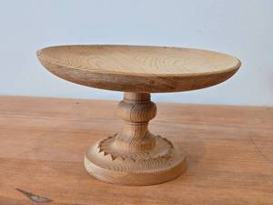 Hand-turned Wooden Pedestal Cake Stand  Norwegian style  8 12 x 5