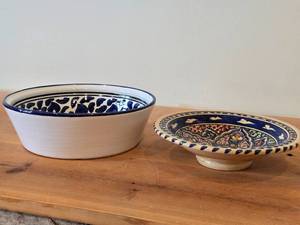 Lot of (2) Hand painted Ceramic Bowls 9Dx2-14, 10-12x3-14