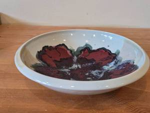 Handcrafted Hand-painted Ceramic Art Pottery Bowl (Signed) 2 x 9 12