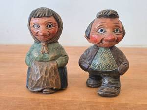 Lot of (2) Vintage 4 34 Norwegian Troll theme Hand-carved Wooden Figurines by Otto Sveen (Signed) (Norway)