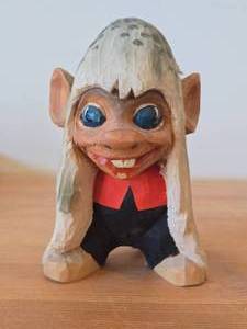 Vintage 6 14 Norwegian Troll theme Hand carved Wood Figurine by Henning (Norway)