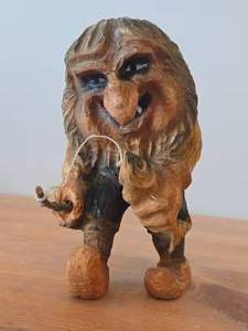 Vintage 8 Troll theme Hand carved Wood Figurine (Norway)