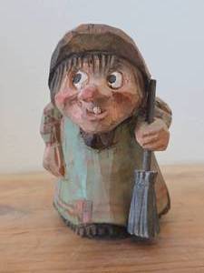 Vintage 4 Norwegian Troll theme Hand carved Wood Figurine  Folk Art style