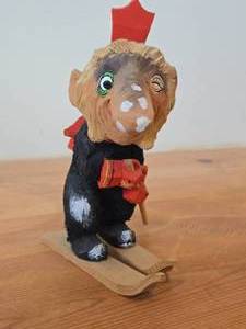 Vintage 7 14 Norwegian Troll theme Hand carved Wood Figurine (Signed) by Henning (Norway)